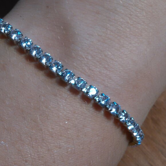 Pink Cubic Zirconia Stainless Steel Tennis Bracelet - Picture 2 of 14